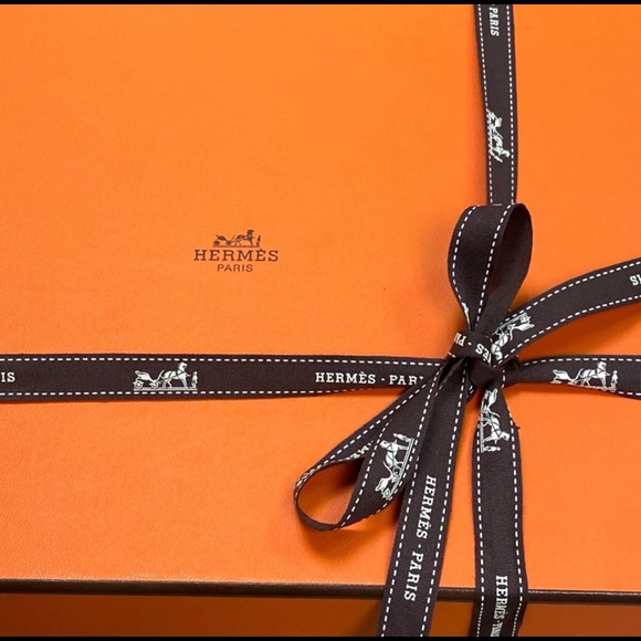 3 pc Hermes Shoes Box Gift empty Ribbon Scarf Storage Replacement Sneakers - Picture 3 of 9